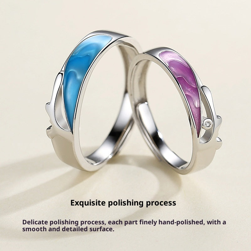 Adjustable Couple Rings 925 Silver Minimalist Design