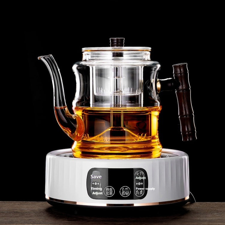 Glass Teapot with Steam Infuser & Bamboo Handle – 1000ml Heat-Resistant Borosilicate