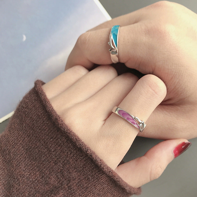 Adjustable Couple Rings 925 Silver Minimalist Design