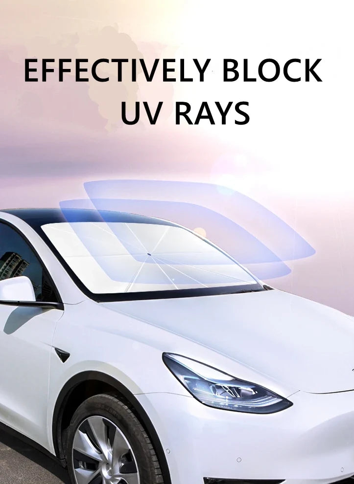 Car Windshield Sun Shade – Retractable UV & Heat Blocker, Foldable Parasol (Small & Large)
