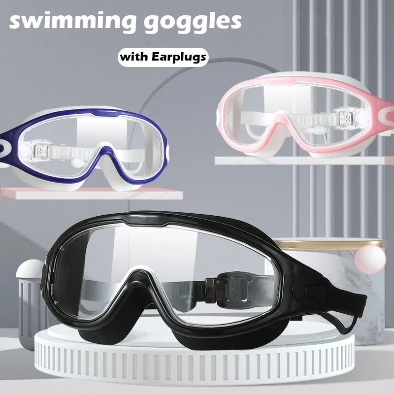 Adult Large Frame Swimming Goggles | HD Anti-Fog · Waterproof · Earplugs Included | 6 Colours | Braviixx