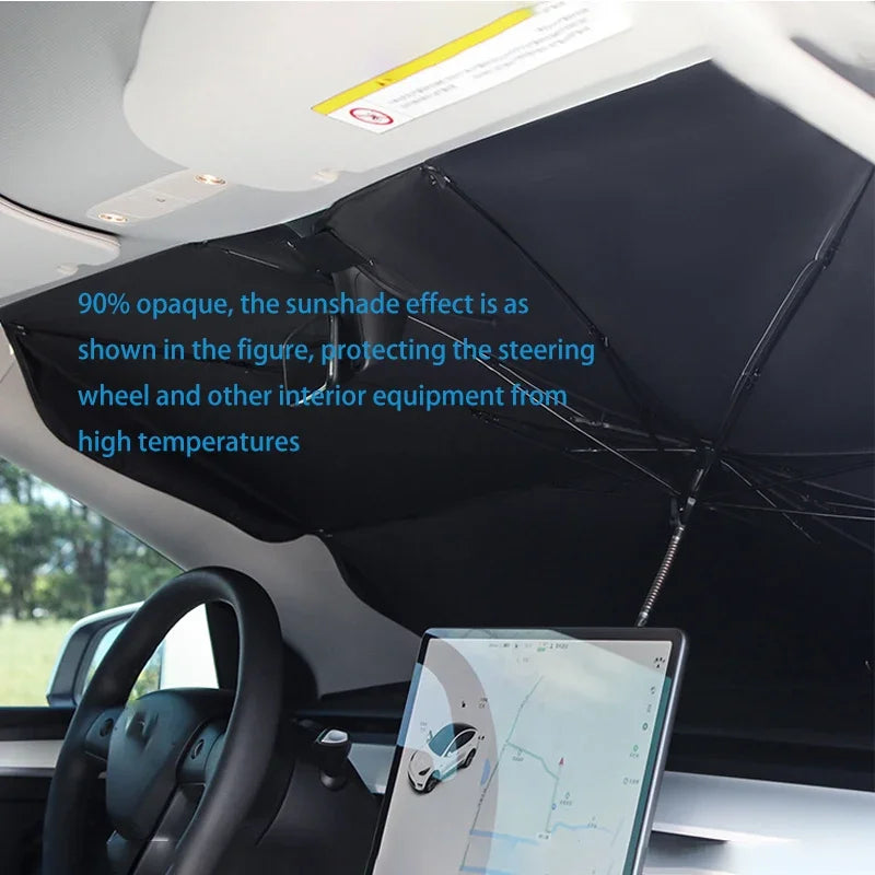 Car Windshield Sun Shade – Retractable UV & Heat Blocker, Foldable Parasol (Small & Large)