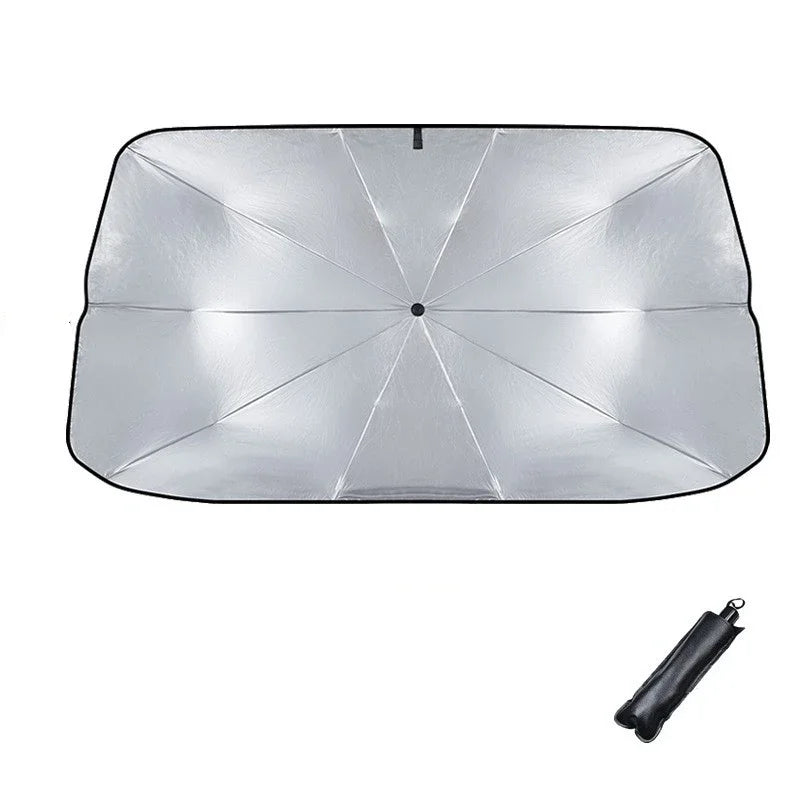 Car Windshield Sun Shade – Retractable UV & Heat Blocker, Foldable Parasol (Small & Large)