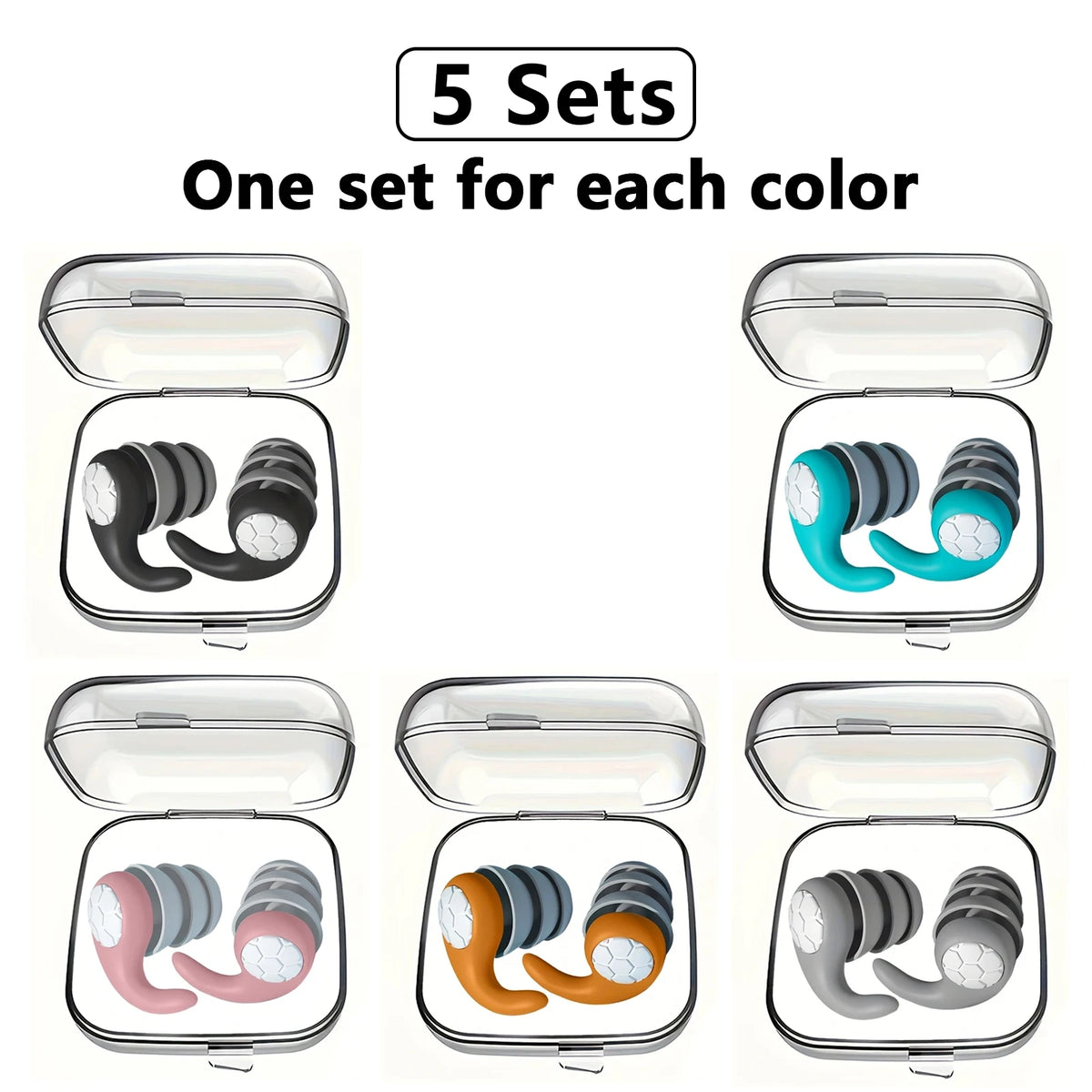 3-Layer Silicone Noise Filtering Earplugs | Sleep · Swimming · Concert · Travel | Reusable | 6 Colors