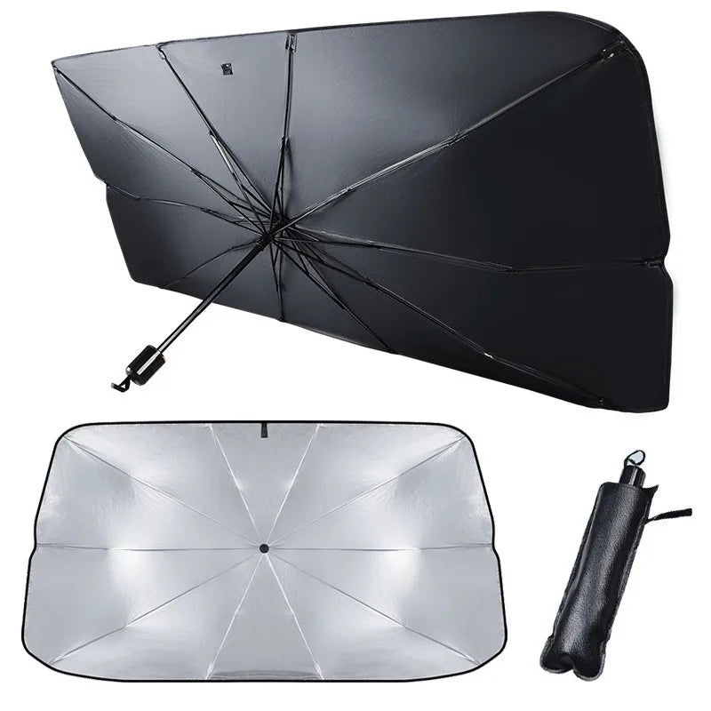 Car Windshield Sun Shade – Retractable UV & Heat Blocker, Foldable Parasol (Small & Large)