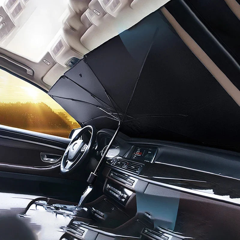 Car Windshield Sun Shade – Retractable UV & Heat Blocker, Foldable Parasol (Small & Large)