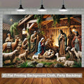 Christmas Nativity Scene Backdrop – Polyester Photography Background Cloth | Multiple Sizes