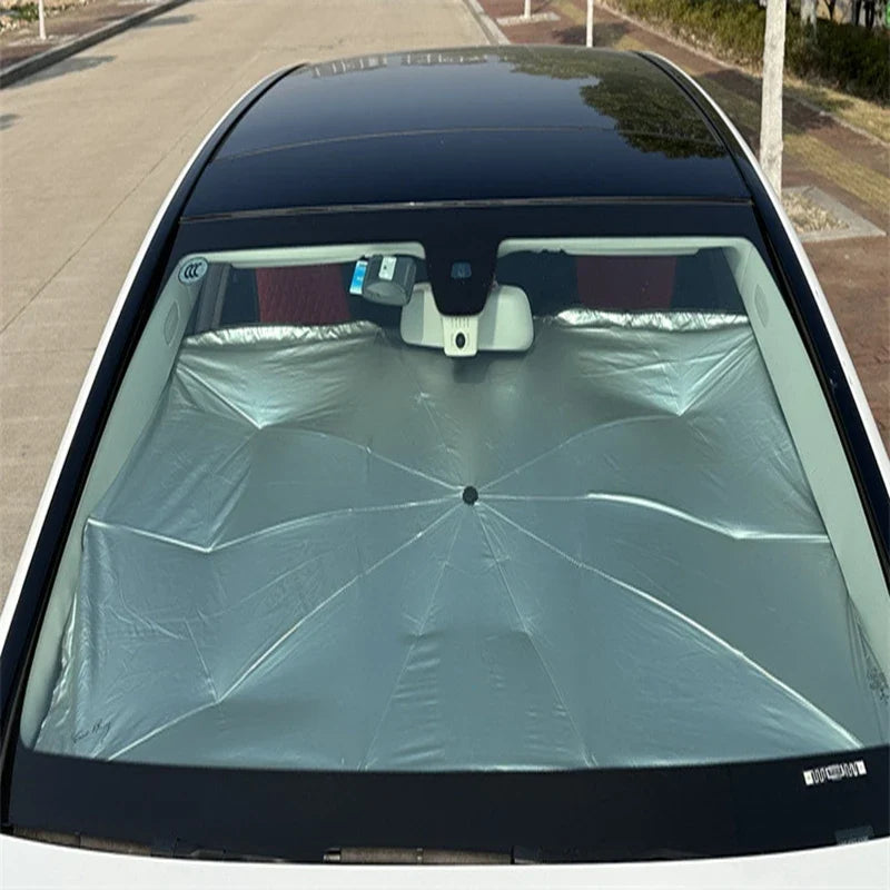Car Windshield Sun Shade – Retractable UV & Heat Blocker, Foldable Parasol (Small & Large)