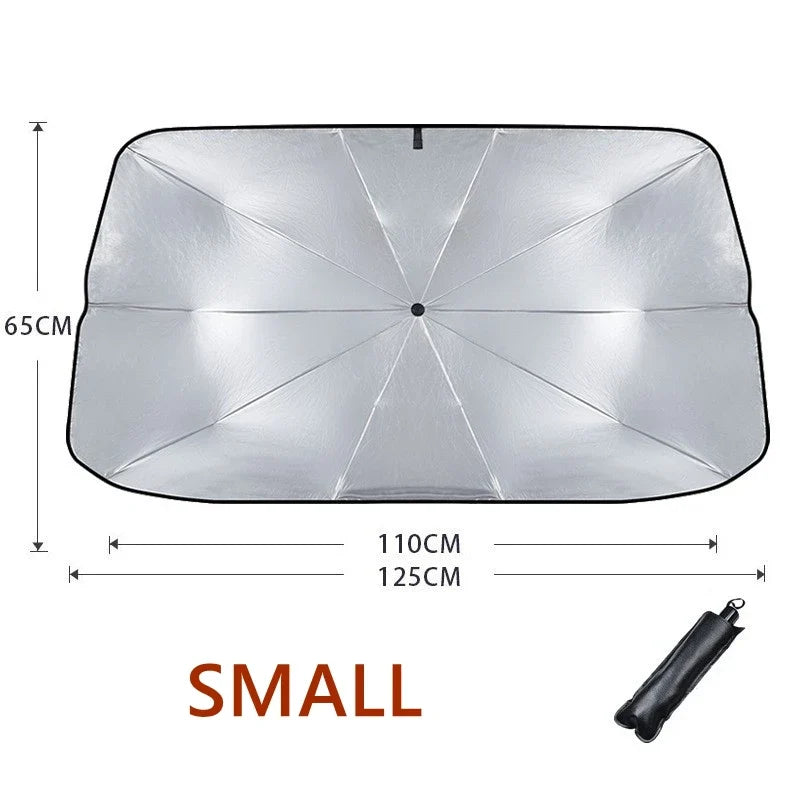 Car Windshield Sun Shade – Retractable UV & Heat Blocker, Foldable Parasol (Small & Large)