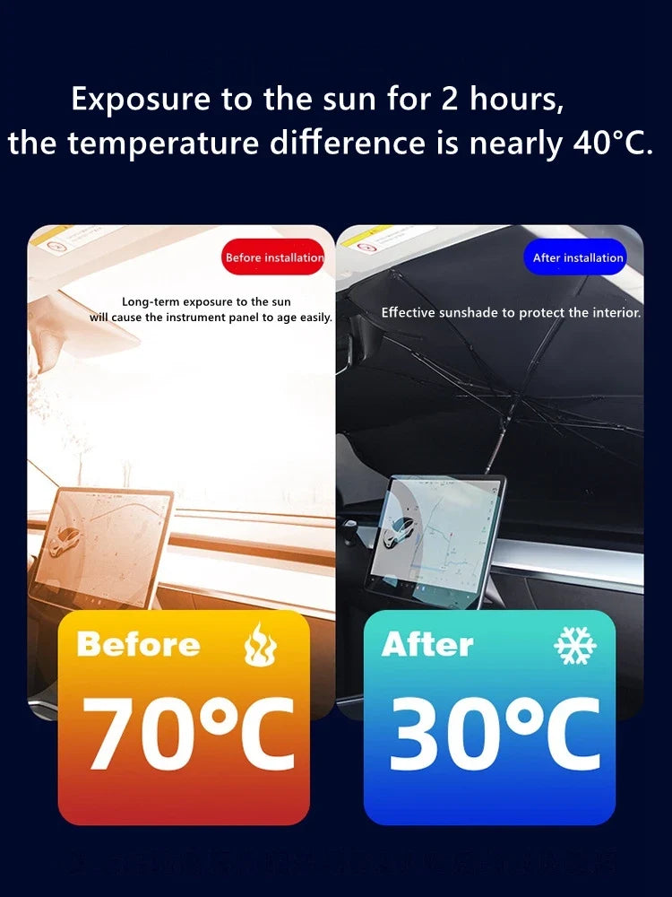 Car Windshield Sun Shade – Retractable UV & Heat Blocker, Foldable Parasol (Small & Large)