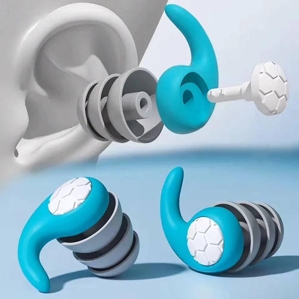 3-Layer Silicone Noise Filtering Earplugs | Sleep · Swimming · Concert · Travel | Reusable | 6 Colors