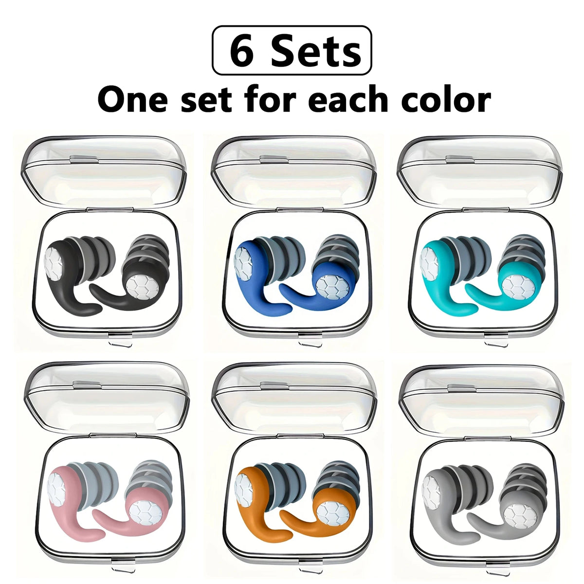 3-Layer Silicone Noise Filtering Earplugs | Sleep · Swimming · Concert · Travel | Reusable | 6 Colors