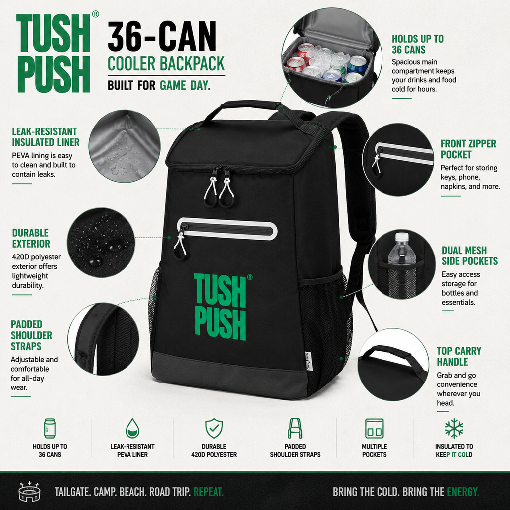 36-Can Insulated Cooler Backpack | 420D Polyester | PEVA Liner | Padded Straps | Tailgate Beach Camping | 5 Colors