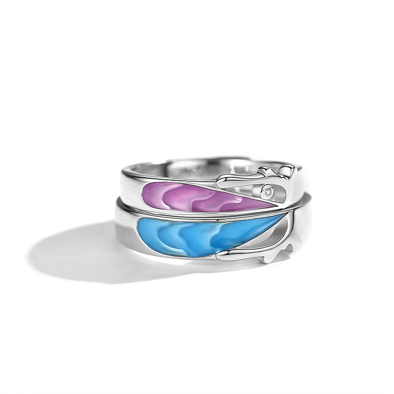 Adjustable Couple Rings 925 Silver Minimalist Design