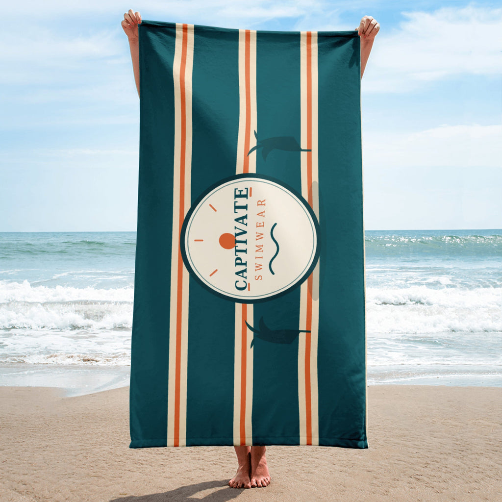 Captivate Signature Beach Towel — Cabana Stripe