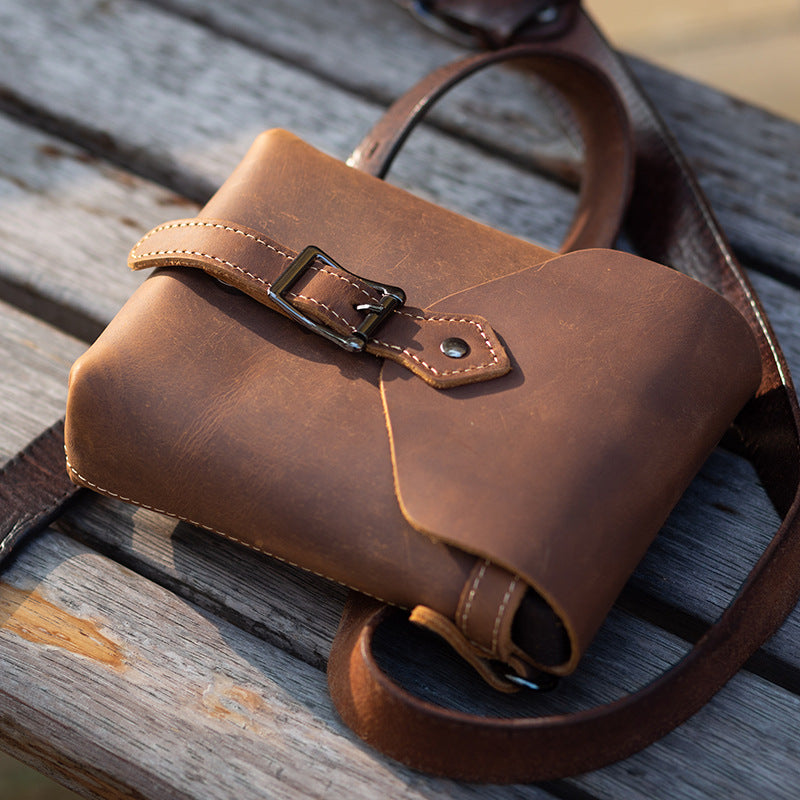 Leather Crossbody Bag One-Shoulder Retro Handmade