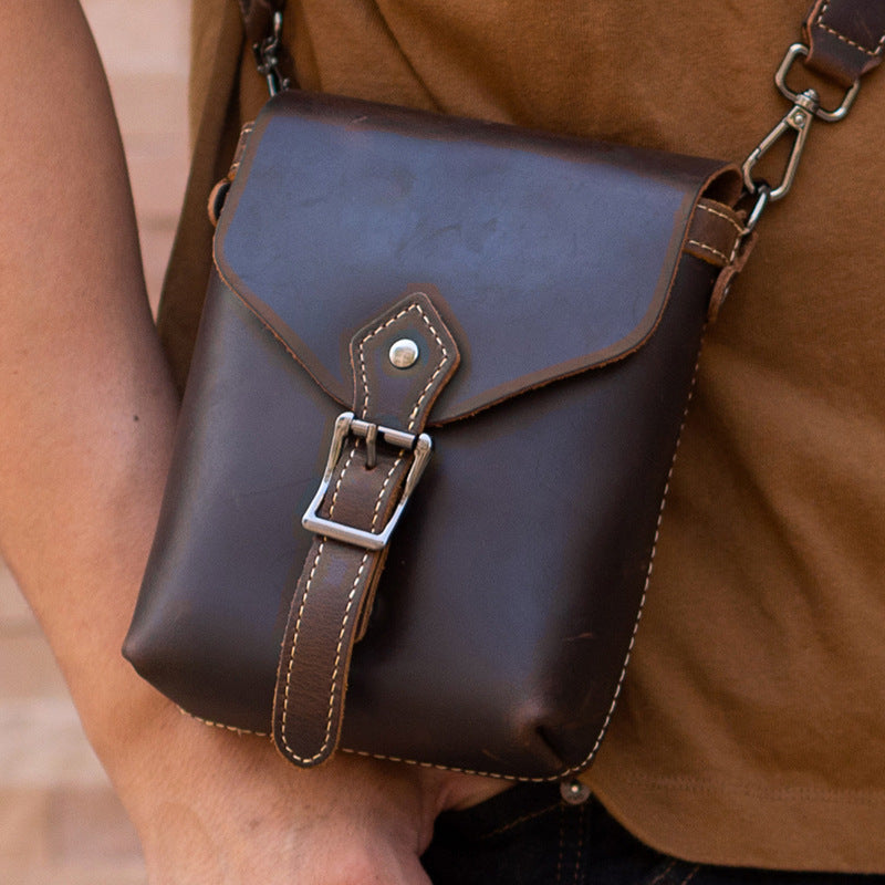 Leather Crossbody Bag One-Shoulder Retro Handmade
