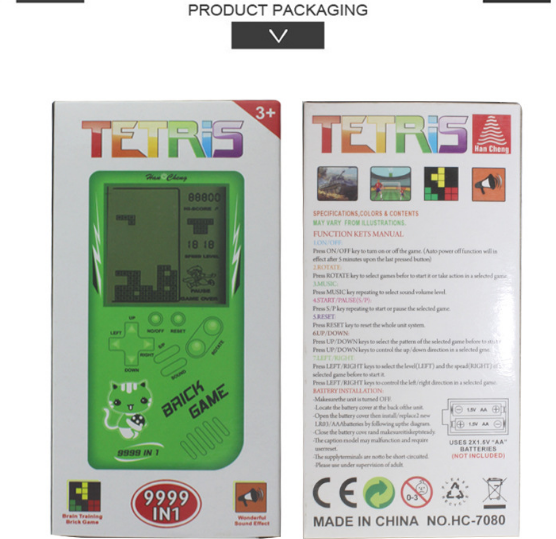 Retro Brick Game Handheld Console | 9999-in-1 Classic Block Puzzle | Portable LCD Game Player | Ages 3+