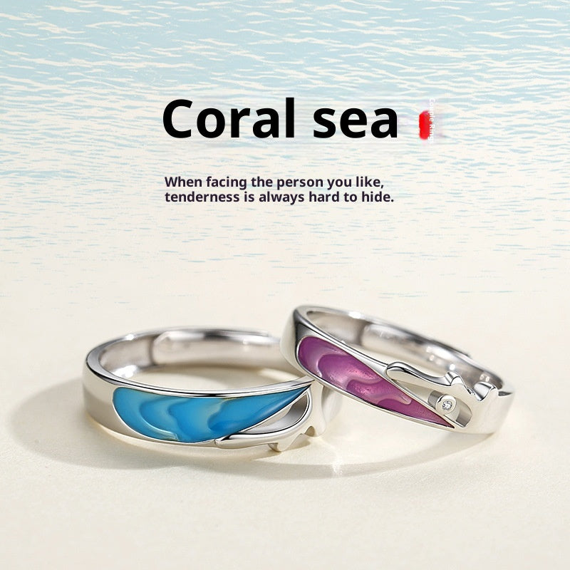 Adjustable Couple Rings 925 Silver Minimalist Design