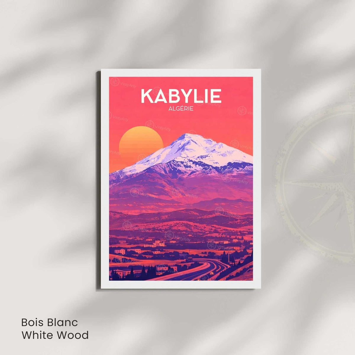 Affiche Kabylie Algérie – Poster Paysage Montagne – Illustration Voyage Vintage – Décoration Murale Nord Africaine